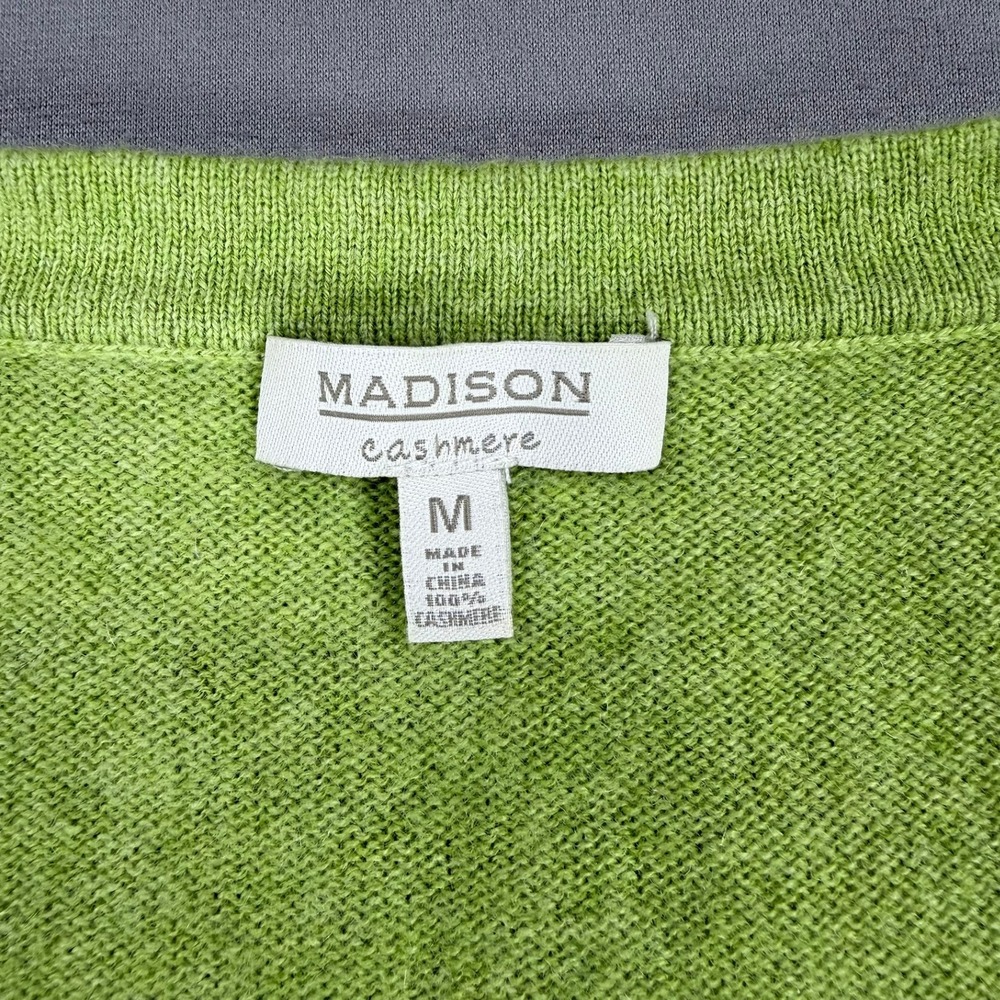 Madison Cashmere Womens M Lime Green Scoop Neck Sweater Long Sleeve Soft Luxury - Picture 3 of 7